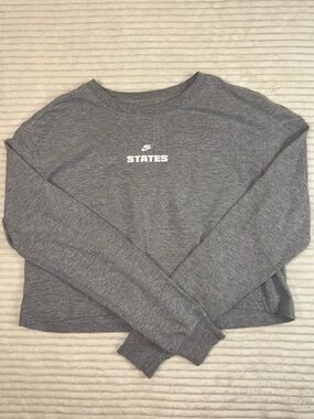 Nike Gray Heather states American flag long sleeve crop tee